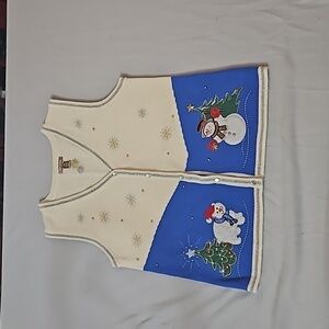 White Stag Christmas Holiday  Polar Bear Snowman  Sweater Vest sz L 12-14 Cream
